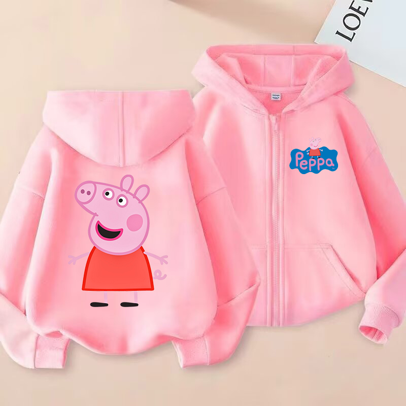 Model Kit Varnish - Peppa Pigs Çocuklar Fermuarlı Kapüşonlular Mont