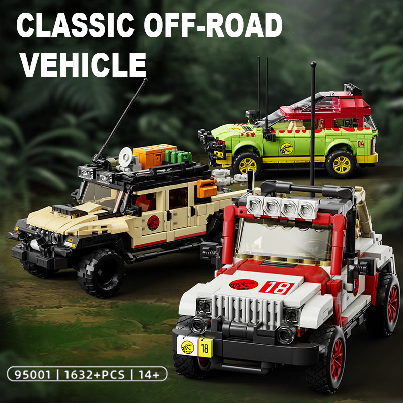 Model Kit Dinosaur - 1632 Parça Jurasik Dinozor Arazi Aracı